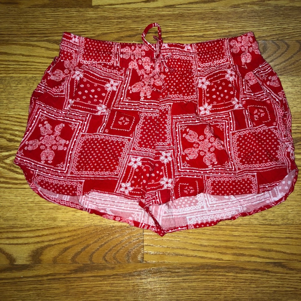 Red and white shorts